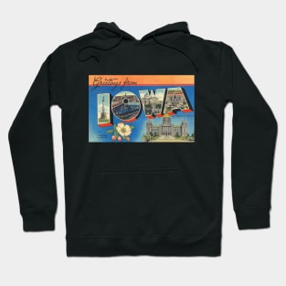 Greetings from Iowa - Vintage Large Letter Postcard Hoodie